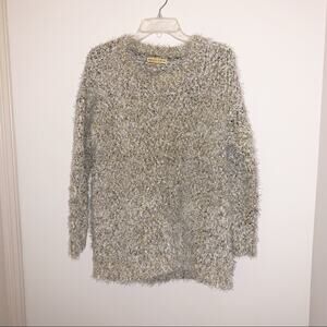 Mesh+Lace Fuzzy Metallic Oversized Sweater